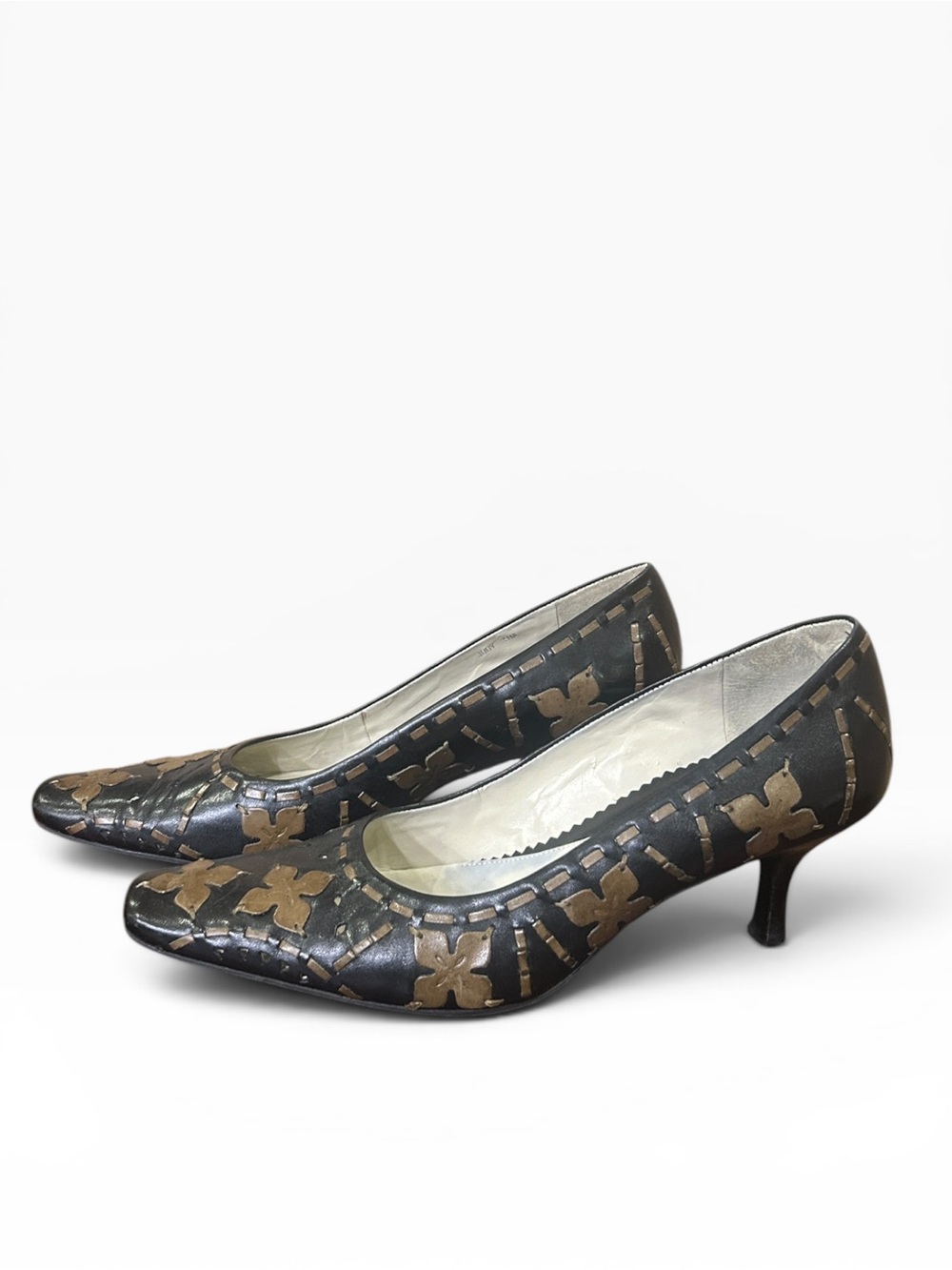 Luna Rosa Jody Black Leather Kitten Heel Pumps Women’s Size 9 - Picture 3 of 11
